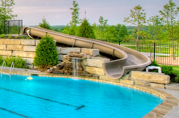 The waterslide at the community pools